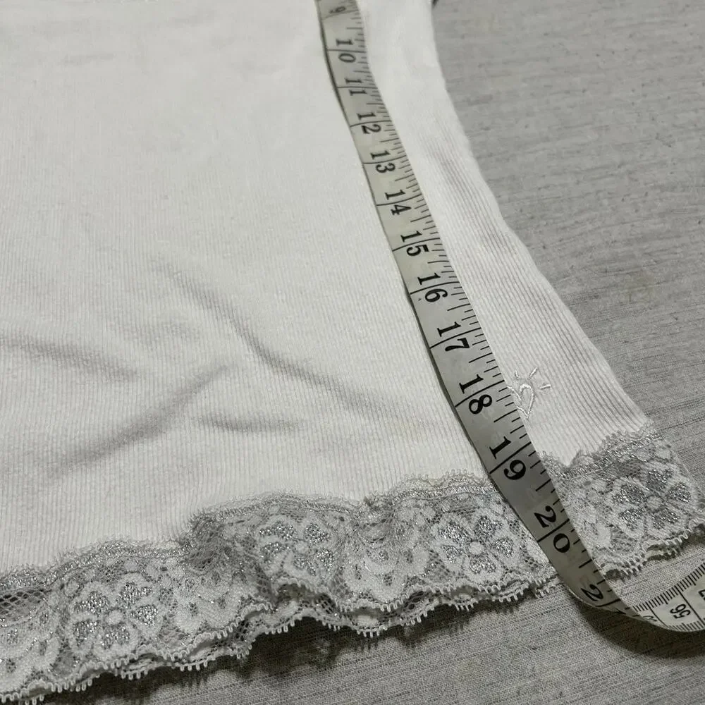 Justice white lace trim cami tank top